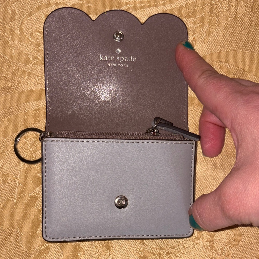 kate spade Tan Scallop Card Case with Keyring - Picture 4 of 7
